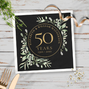 50. Jubiläum Gold-Aquarell-Grünzeug-Blätter Serviette