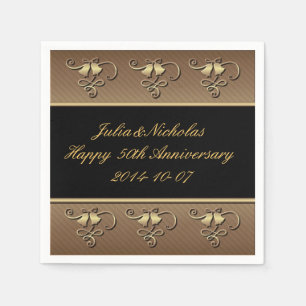 50. Jubiläum Gold & Black Personalisiert Napkins Serviette