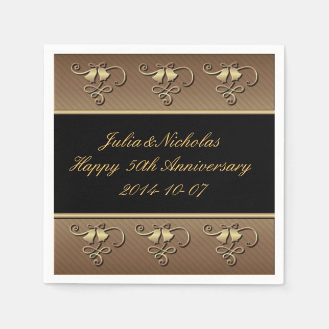 50. Jubiläum Gold & Black Personalisiert Napkins Serviette (Vorderseite)