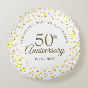 50. Jubiläum Golden Hearts Rundes Kissen