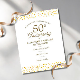 50. Jubiläum Golden Hearts Save the Date Ankündigungspostkarte