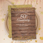 50. Jubiläum Golden Hearts Wood Save the Date Ankündigungspostkarte<br><div class="desc">Mit zarten goldenen Herzen Konfetti auf einem rustikalen Holzboden. Personalisieren Sie mit Ihrem besonderen 50 Jahre goldenen Jubiläum Save the Date Informationen in schicken Schriften. Entwickelt von Thisisnotme©</div>