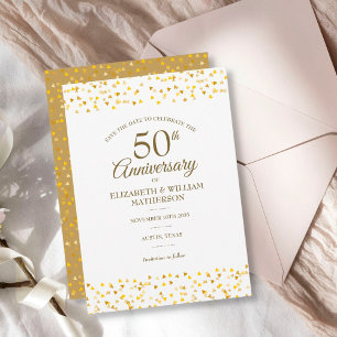 50. Jubiläum Golden Love Hearts Save-the-Date-Kart Einladung