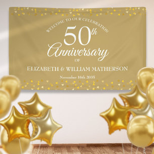50. Jubiläum Golden Love Hearts Willkommen Banner