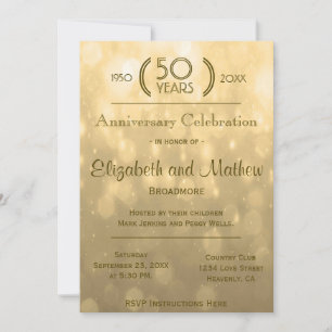 50. Jubiläum Goldene Bokeh-Lichter Einladung