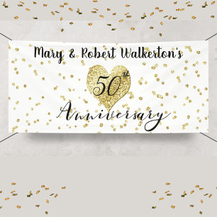 50. Jubiläum Goldene Konfetti-Hochzeitsfeier Banner