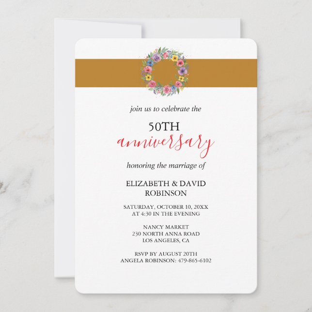 50. Jubiläum Hochzeit Gold einzigartig Einladung (Vorderseite)