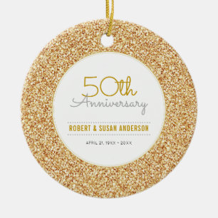 50. Jubiläum Keepake Imitate Gold Glitzer Keramikornament