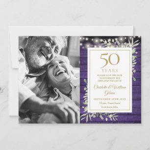 50. Jubiläum Lila Holzleuchten Foto Save The Date