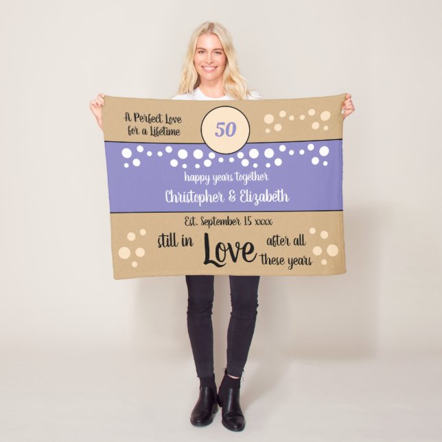 50. Jubiläum lila und Gold noch in Liebe Fleecedecke (Beispiel)