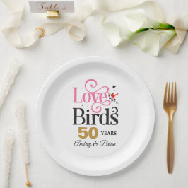 50. Jubiläum Love Birds Personalisiert Pappteller