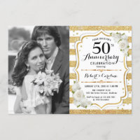 50. Jubiläum mit Foto - Gold White
