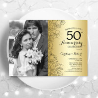 50. Jubiläum mit Foto - Goldene Blumen