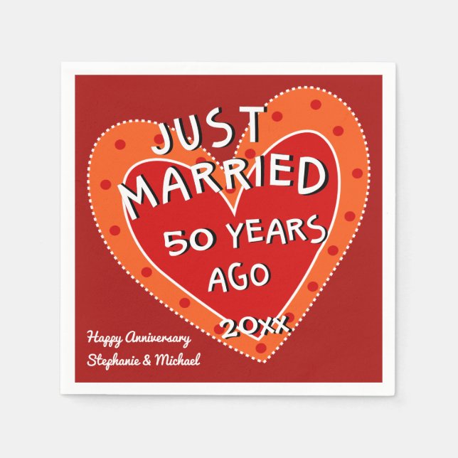 50. Jubiläum oder jedes Jahr Spaß Red Heart Party Serviette (Vorderseite)