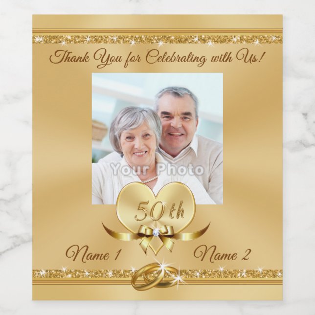 50. Jubiläum Personalisierte Flaschenetiketten, Gr Weinetikett (Einzelnes Label)