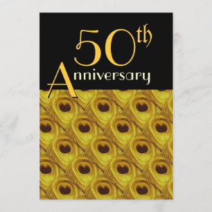 50. Jubiläum Pfauenfedern Gold Einladung