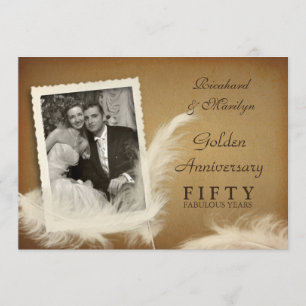 50. Jubiläums-Fancy-Feather-Foto-Einladungen Einladung