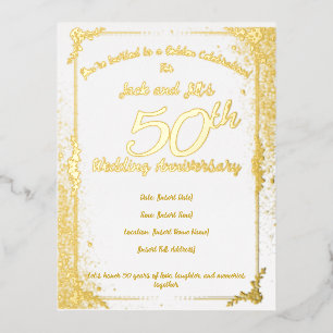 50. Jubiläums-Folie-Einladungskarte Folie Einladungspostkarte