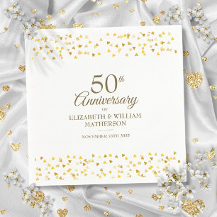 50. Jubiläums-Gold-Love-Hearts-Konfetti Serviette