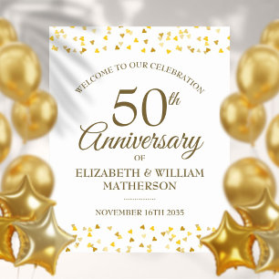 50. Jubiläums Golden Hearts Willkommensschild Poster