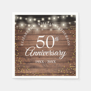 50. Jubiläums-Goldstaub-Rustikal-Lichterkette Serviette