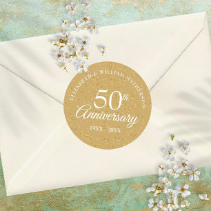 50. Jubiläums-Goldstaubkonfetti Runder Aufkleber