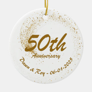 50. Jubiläums-Ornament Metall, personalisiert Gold Keramik Ornament