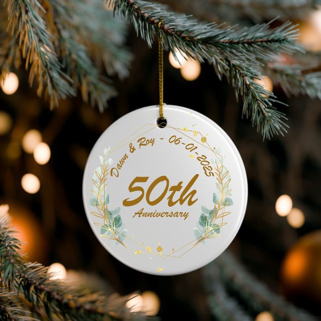 50. Jubiläums-Weihnachtsschmuck personalisiert,  Keramik Ornament (Von Creator hochgeladen)