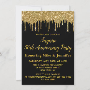 50. Jubiläumseinladungen Überraschungsparty Gold Einladung