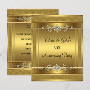 50. Jubiläumsfeier Goldenes Gold Diamant Schmuck Einladung