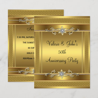 50. Jubiläumsfeier Goldenes Gold Diamant Schmuck Einladung