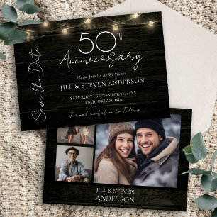 50. Jubiläumsfeier Rustikale Holzlichter Save The Date
