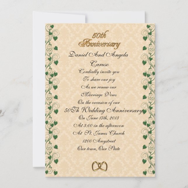 50. Jubiläumsversprechen Erneuerung Einladung (Vorderseite)
