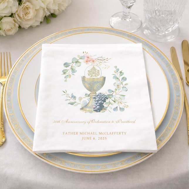 50. Jubilee Watercolor Chalice Napkins Serviette (Von Creator hochgeladen)