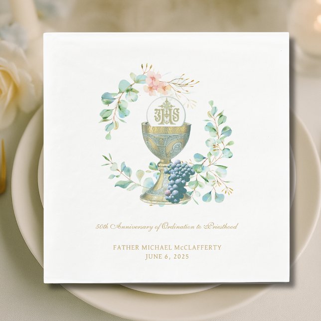 50. Jubilee Watercolor Chalice Napkins Serviette (Von Creator hochgeladen)