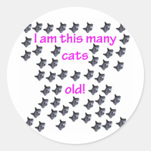 50 Katzenköpfe alt Runder Aufkleber