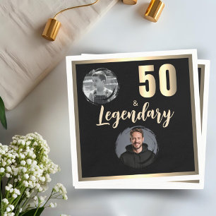 50 & Legendary 2 Fotos 50. Geburtstag Gold Serviette