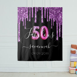 50 lila Glitzer zum Geburtstag Wandteppich