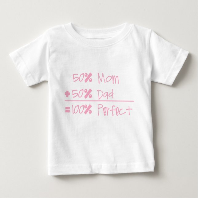 50% Mama + 50% Vater = 100% rosa Säuglings-T - Baby T-shirt (Vorderseite)