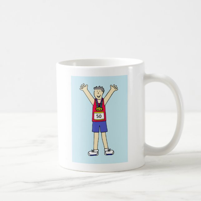 50. Marathon Herzlichen Glückwunsch an ihn Kaffeetasse (Rechts)