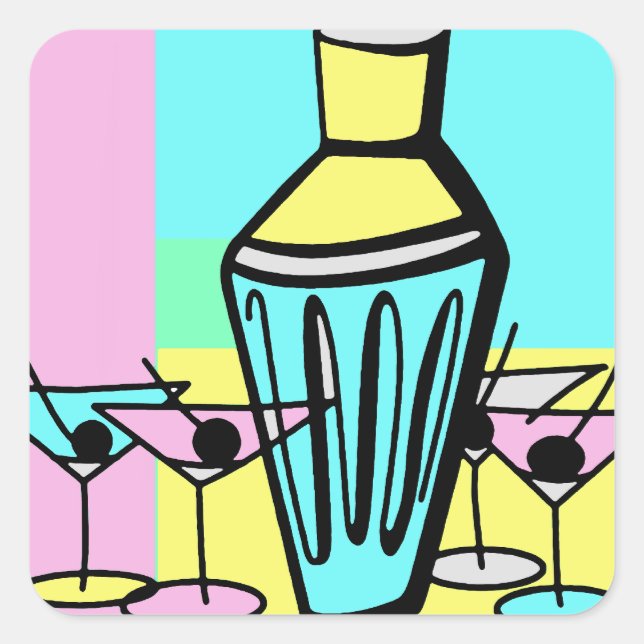50 Martini Quadratischer Aufkleber (Vorderseite)