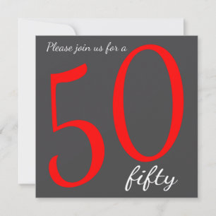 50. Meilenstein Geburtstagsparty   DIY Text   Rot Einladung