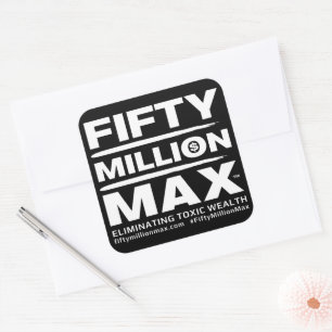 50 Millionen Max™-Text-Logos 3"-Aufkleber (6) Quadratischer Aufkleber