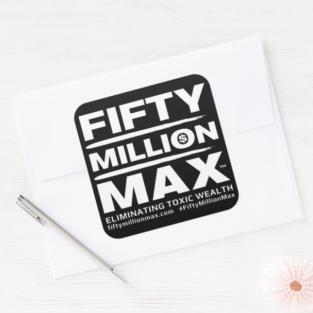 50 Millionen Max™-Text-Logos 3"-Aufkleber (6) Quadratischer Aufkleber (Umschlag)