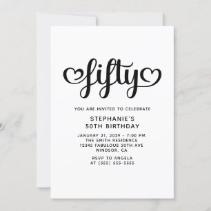 50 Niedlich Hearts Script 50. Geburtstag Einladung