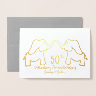 50. oder irgendein Elefant zum Goldenen Hochzeitst Folienkarte