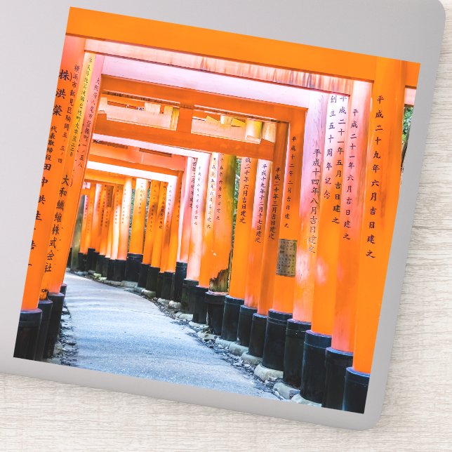 50 Orangenfarben - Senbon Torii, Kyoto Aufkleber (Detail)