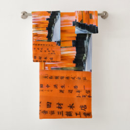 50 Orangenfarben - Senbon Torii, Kyoto Badhandtuch Set