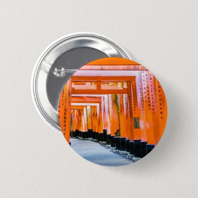 50 Orangenfarben - Senbon Torii, Kyoto Button (Vorne & Hinten)