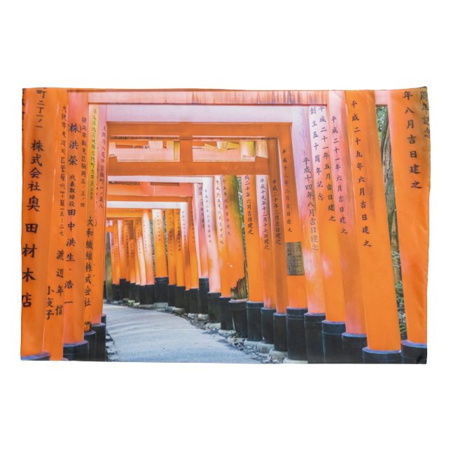 50 Orangenfarben - Senbon Torii, Kyoto Kissenbezug (Rückseite)